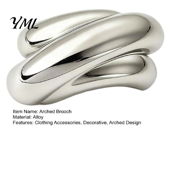 Decorative Alloy Brooch Minimalist Arched for Men Women, Golden Silver Lapel Solid Pin, Accessory Coats Dresses Suits Sweaters Daily Wear