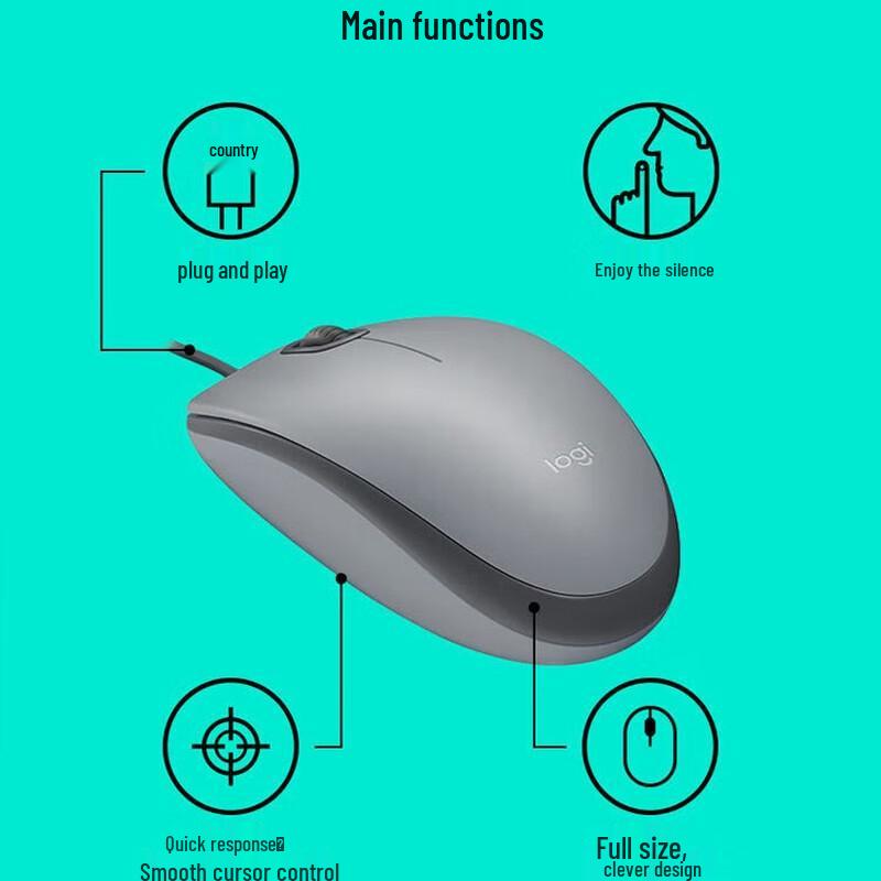 Logitech M110 Silent Wired Office Mouse
