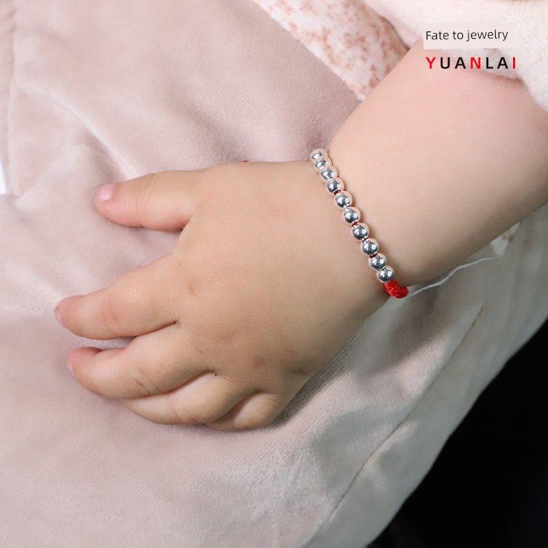 2024 Fashion Ornament 999 Sterling Silver Red Rope Male and Female Baby Year of Fate Bracelet Carrying Strap Perfect Adjustable