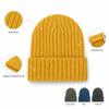 Solid Color Kids Knitted Beanie Hat Cat Ear Embroidered Bonnet Fashion Winter Cap  For Children