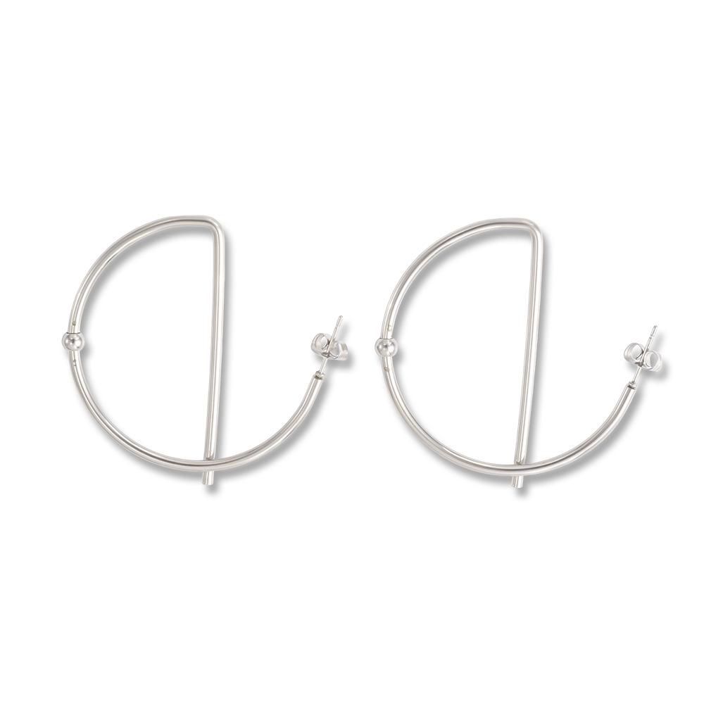 European & American Hollow Circle Bar Earrings – Fashionable, Stylish Studs for Women