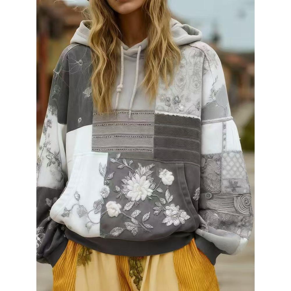 Spring Autumn Floral 3d Print Hoodie Women Fashion Casual European American Style Hoodie Streetwear Sweatshirt Women Clothes Top