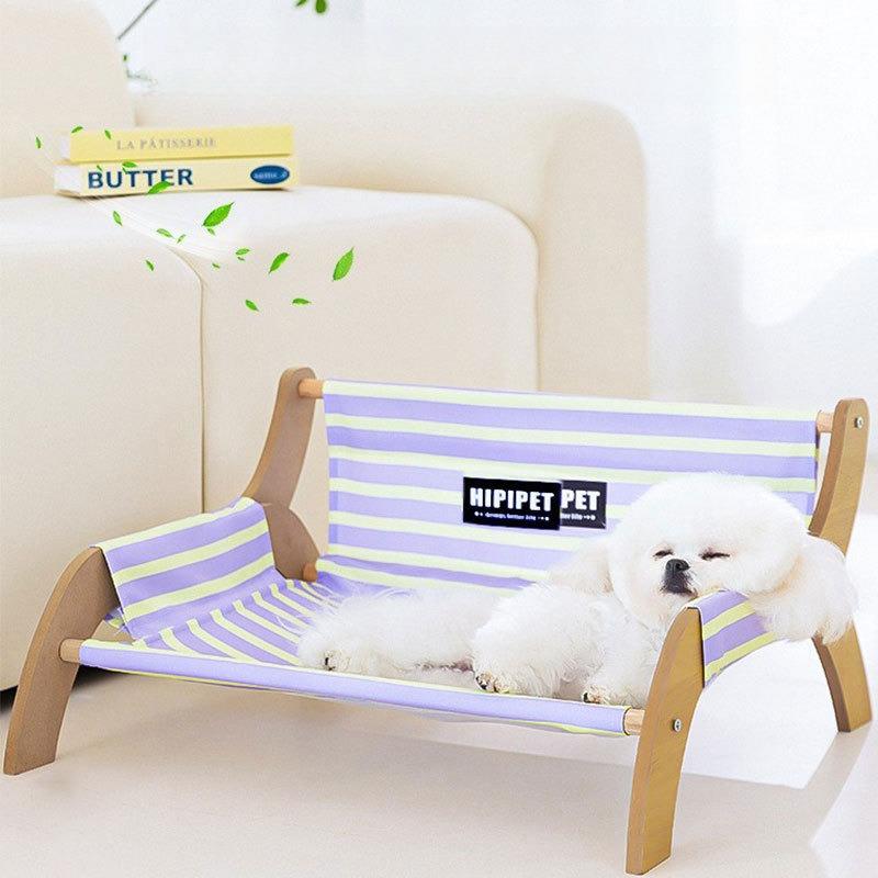 Breathable Pet Camping Bed Summer Dog Cat Cot Small Pets Wooden Sofa Bed