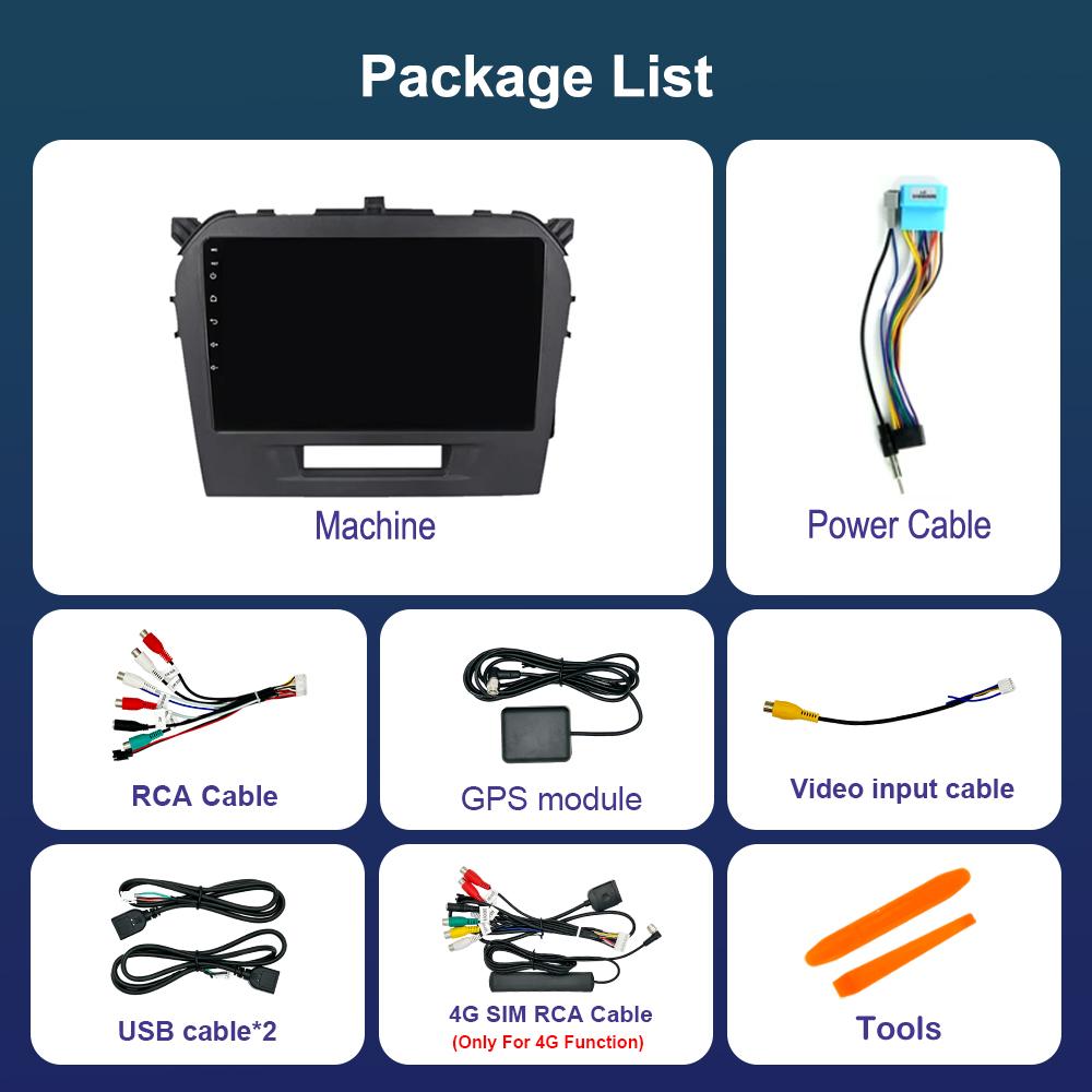 GPS Navigation WiFi 4G for Suzuki Vitara 2015 - 2019 Car Video Multimedia Player Touch Screen Android OS Bluetooth Head Unit