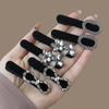 Elegant Black Rhinestone Duckbill Clip for Women's Forehead Bangs – High-End Hair Accessory