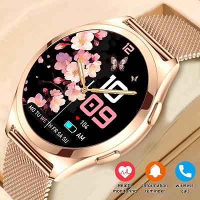 Luxury Smart Watch for Woman Health Monitoring 1.27" Bluetooth Call Custom Dial Women's Bracelet Sports Health Monitor Smartwatch Ladies Gift