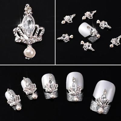 10 Pcs Glitters Stickers Self-adhesive DIY Tips Rhinestone 3D Nail Art Decals Rhinestones Crown Stickers for Women