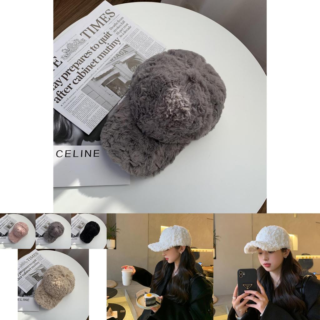 Luxurious Winter Thickened Faux Rabbit Fur Baseball Cap For Women Warm And Stylish