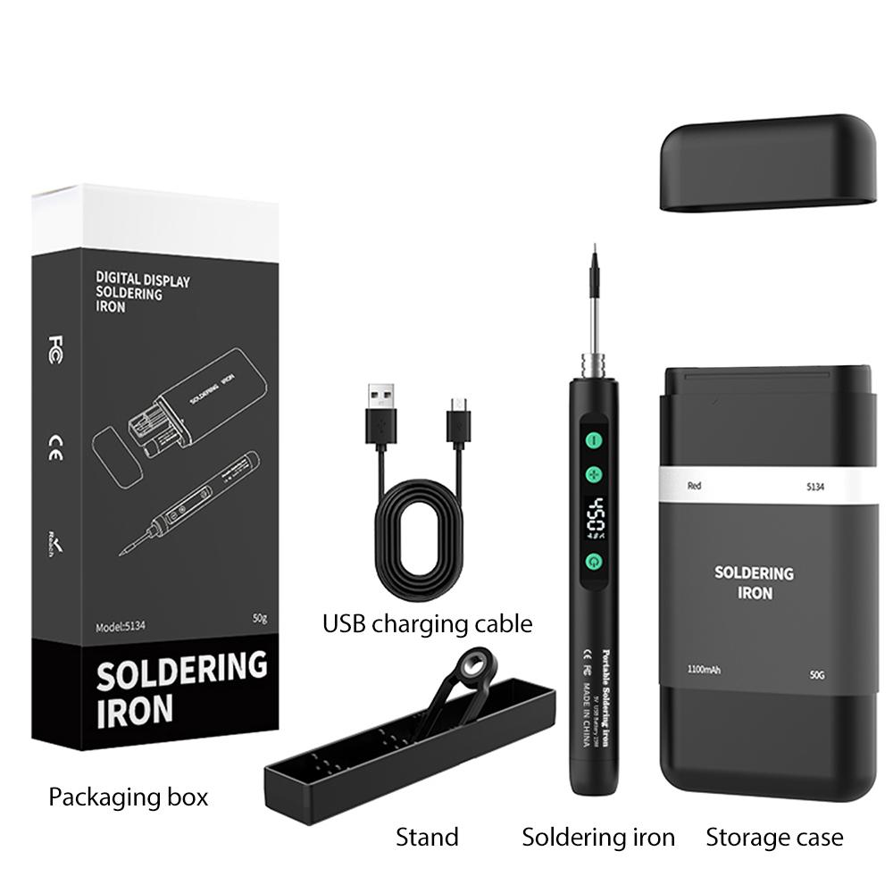 

New 5V USB Digital Electric Soldering Iron with Stand Type-C Portable Mini Soldering Iron Set 180-450°C Adjustable Welding Tools