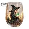 Creative Holiday Gift Fantasy Witch Glass Tea Cup Gothic Crystal Ball Pattern Tumbler for Themed Drinkware Wine Juice 320ml Vintage Halloween