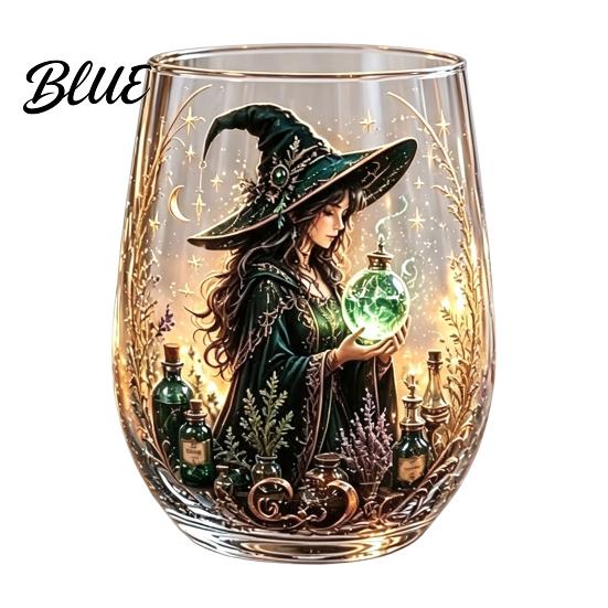 Creative Holiday Gift Fantasy Witch Glass Tea Cup Gothic Crystal Ball Pattern Tumbler for Themed Drinkware Wine Juice 320ml Vintage Halloween