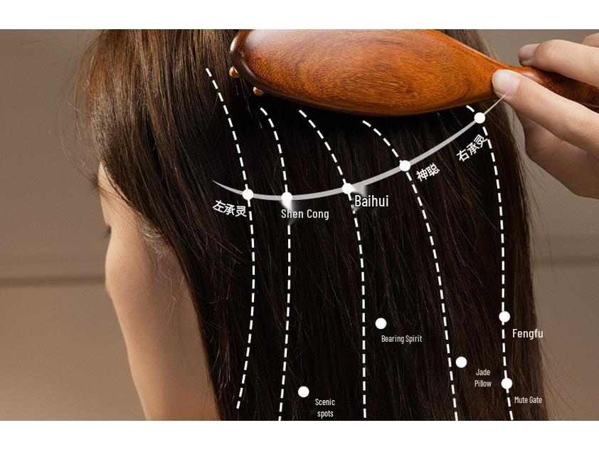 Golden Sandalwood Multi-Functional Massage Comb for Hair & Scalp Meridian Therapy 