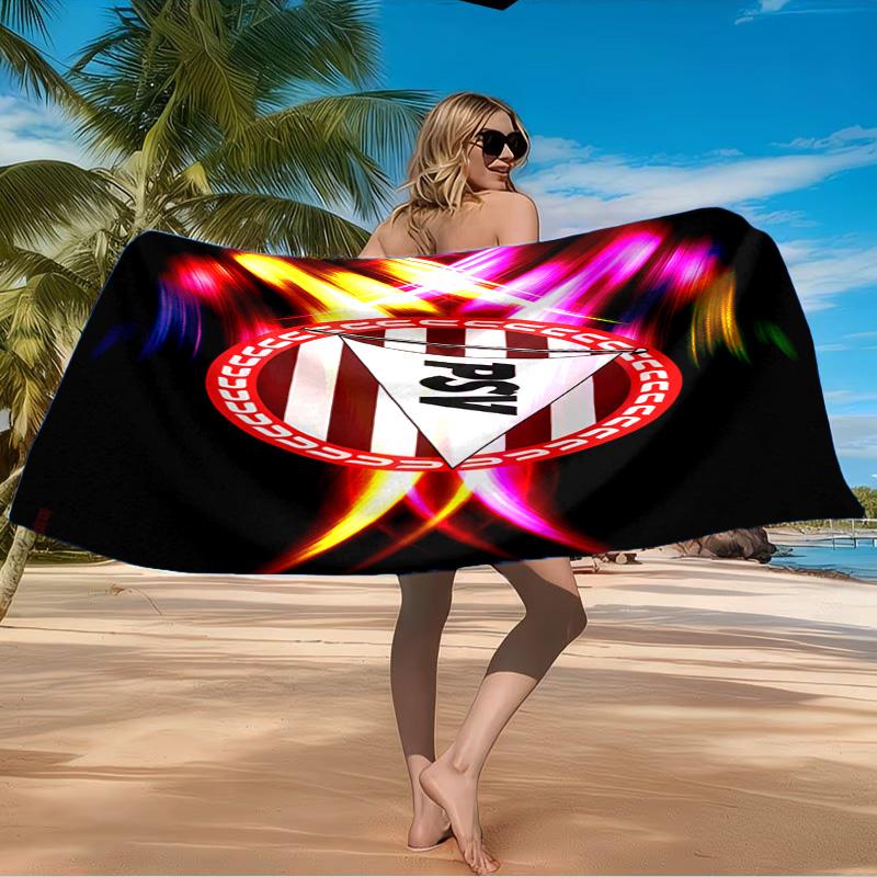 Asciugamano da Spiaggia con Stemma Psv Eindhoven in Microfibra, Leggero e Asciugatura Rapida, per Viaggi Estivi, Piscina, Regalo di Compleanno