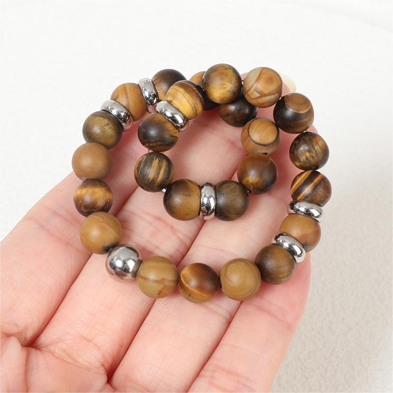 High-End Men's Tiger's Eye Stone Beaded Bracelet - European and American Fashion