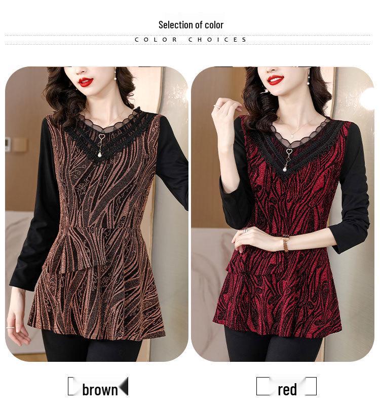 Fleece-Lined Slimming Plus Size Mid-Length Top - Autumn/Winter 2024 Korean Style