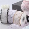 10 Yards 2.5cm Width Floral Fabric Ribbon 10 Yards Length Plaid & Polka Dot Pattern Bud Edge Wave Lace Ribbon
