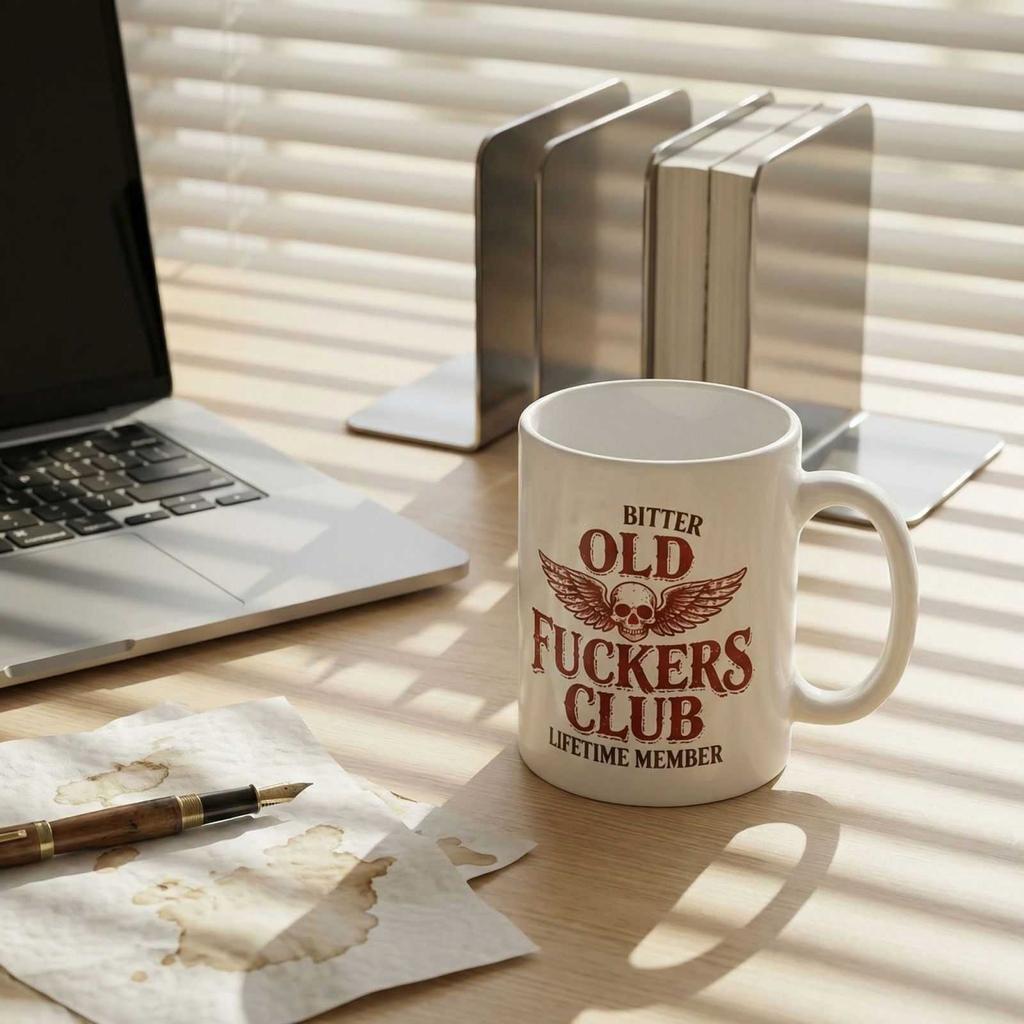 Cană Veche de Club – Cană de Cafea Bitteră pentru Membri, Cadou Ceramic Amuzant Pentru Bunic, Pensionari Legende