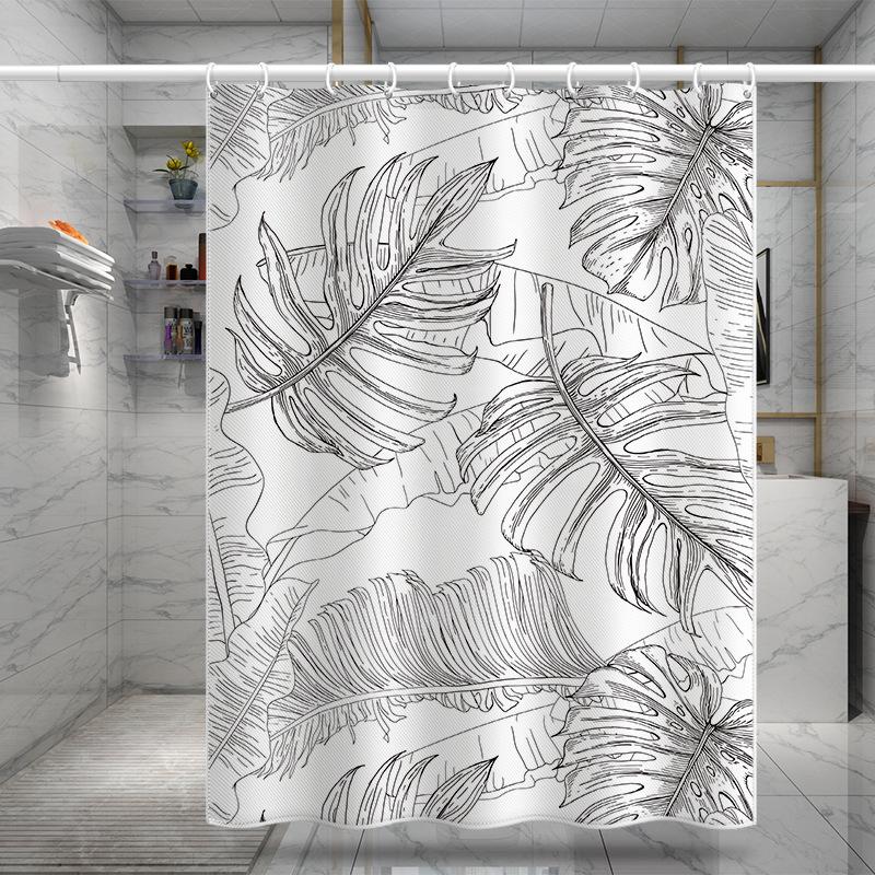 Bathroom Thickened Waterproof Curtain Mildew Proof Shower Curtain Shower Partition Curtain Shower Curtain Bathroom Curtain Free Perforation