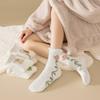 Coral Velvet Socks Women Winter Thickening Does Not Lose Hair Home Sleep Socks Tulip Warm Mid-Calf Floor Socks