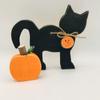 2pcs Wooden Cat Figurine Mini Animal Statue Halloween Black Cat Ornament  Landscape