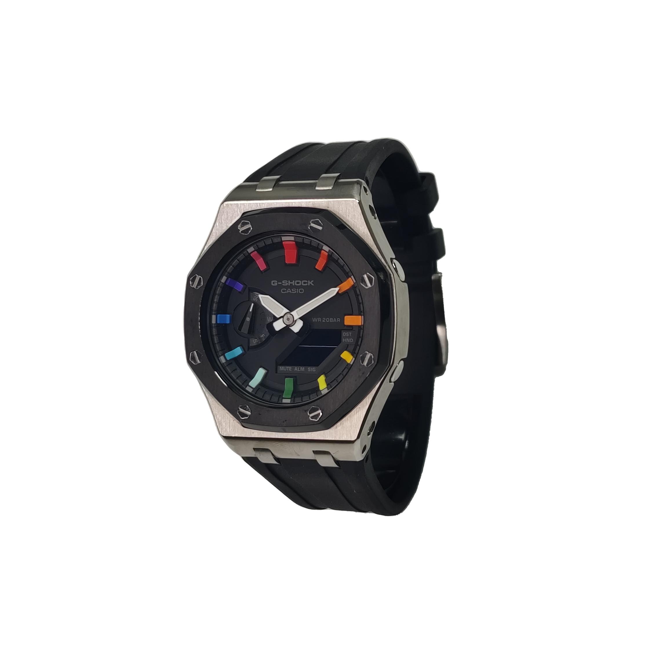 

CASIO Custom Collection Электронный механизм Ремешок из фторэластомера Часы Мужские Часы Черный циферблат GA-2100-1A(Watch3--)