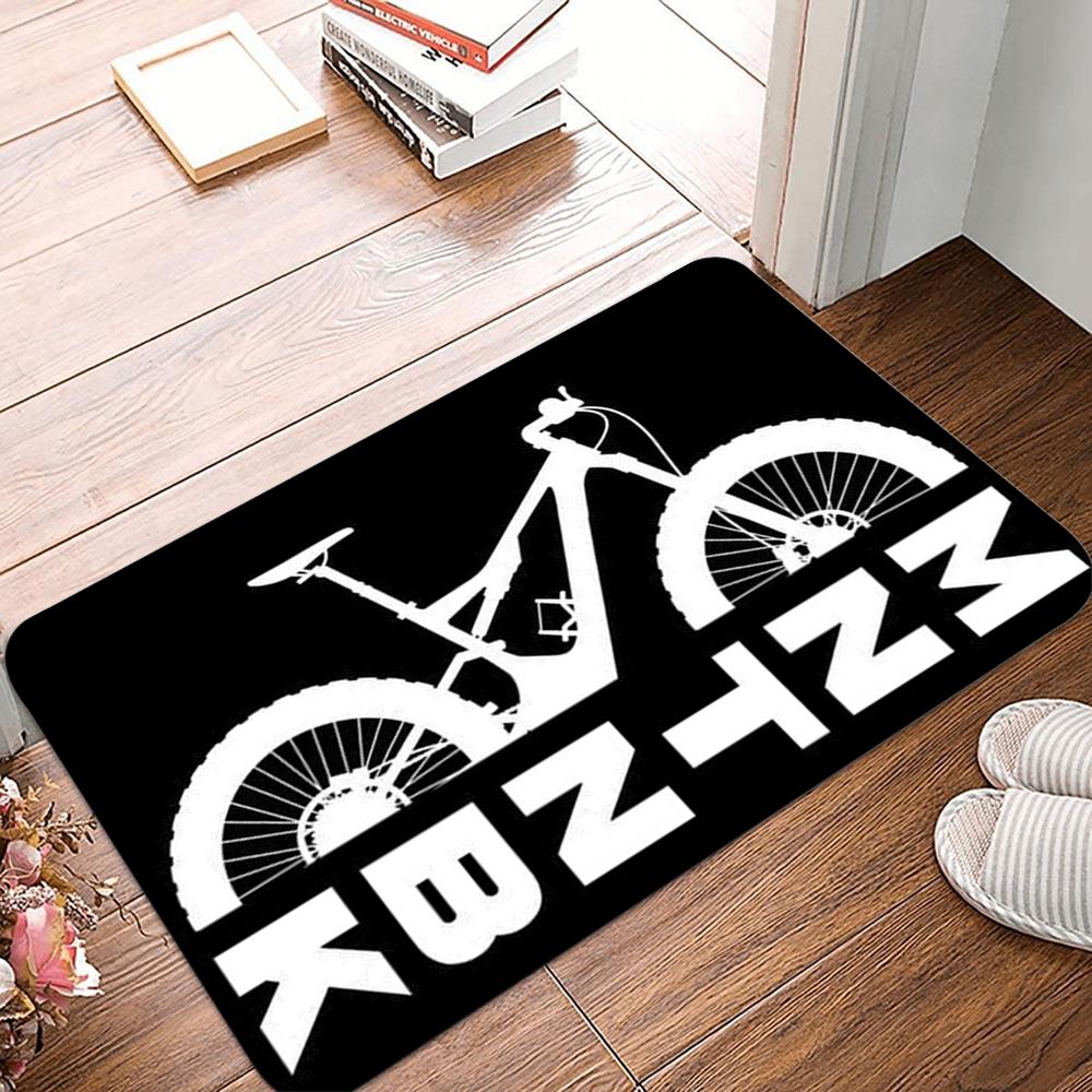 Černobílá silueta horského kola Rohožka Podložka do obývacího pokoje Protiskluzová Venkovní Kolo Cyklista Jízda na kole Rohožka Vstupní koberec