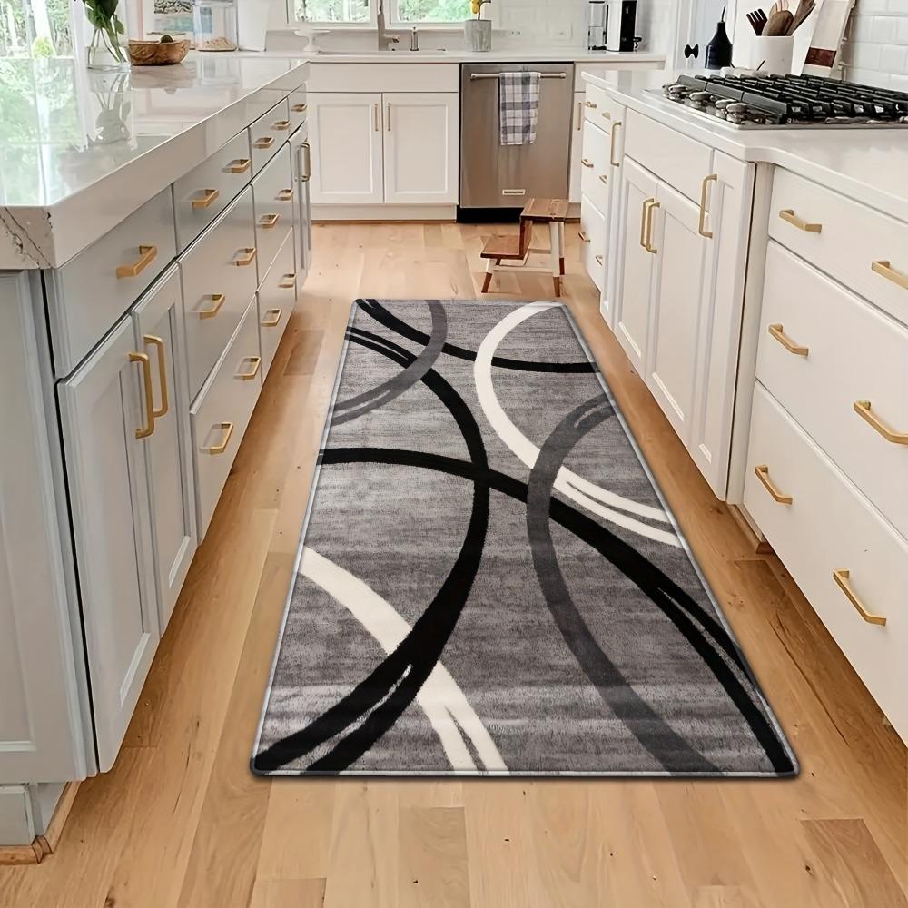 2pcs Textured Design Kitchen Mats, Creative Lines Print Throw Carpets, Washable Hallway Runner Rugs,  Farmhouse High Traffic Area