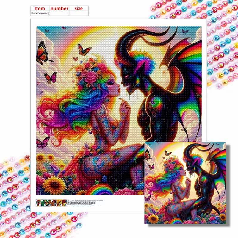 New Arrival 5D DIY Full Circle Diamond Painting "Devil Couple" Embroidery Cross Stitch Home Decor Gift
