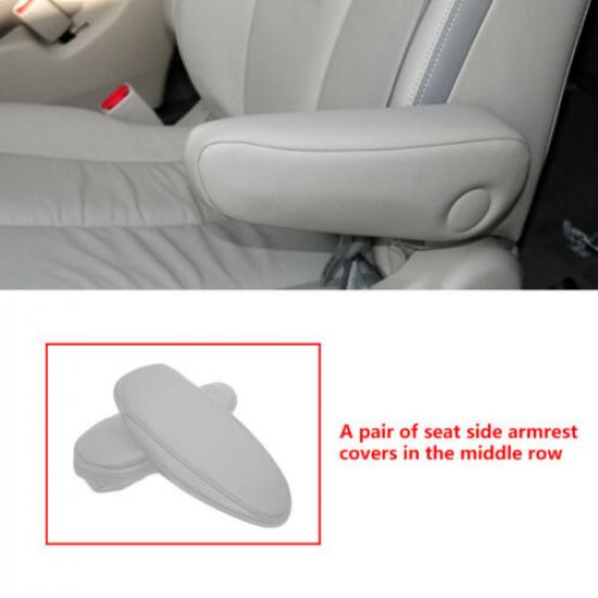 A pair Middle Seat Armrest Handle Gray Leather Cover For Toyota Sienna 2011-2018