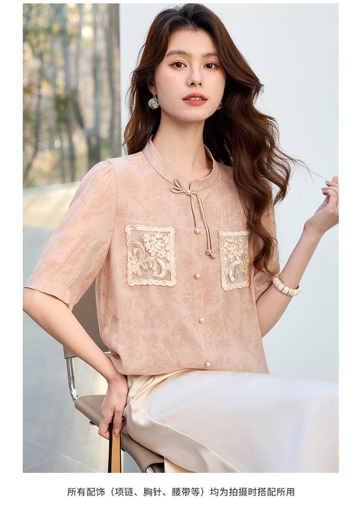 26 Year New Summer High-end Chinese Style Short Sleeved T-shirt, Blouse, Women's Shirt, Top, Women's Clothing