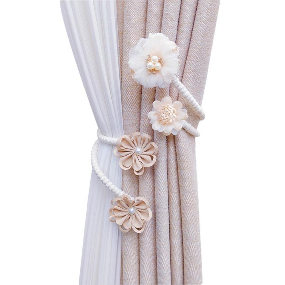 

2PCS Exquisite Curtain Clips Elegant Curtain Buckle Modern Flower Curtain Tiebacks Living Room Style C