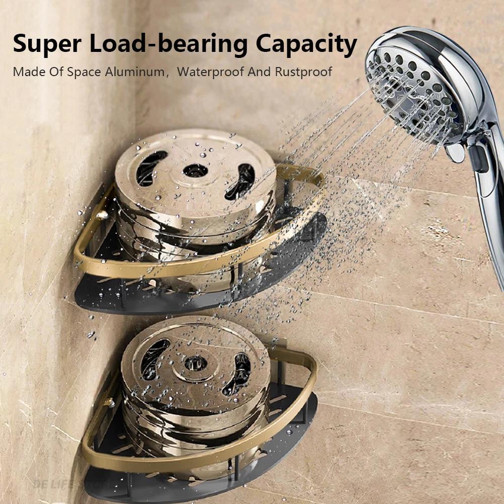 Rafturi de baie montate pe perete fără găurire aluminiu spațial suport de colț pentru duș raft de depozitare organizator de bucătărie raft plutitor