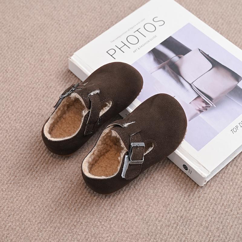 Chaussures en Cuir Peluche pour Enfants Garçons Filles Chaussures Décontractées Semelle Souple Enfants Hiver Chaud Chaussures Plates Anti-dérapantes Hiver 2024 Nouveau