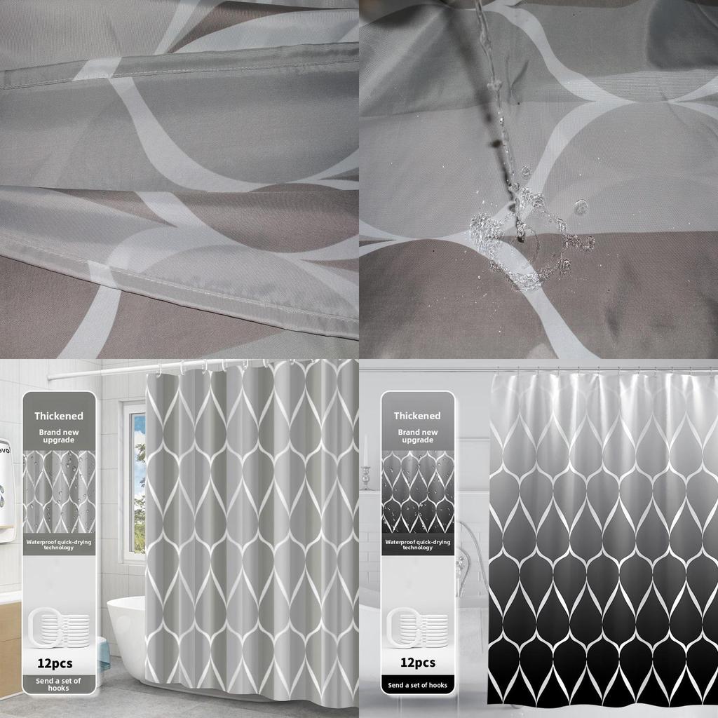 Simplistic Waterproof Shower Curtain Made Of Thick Polyester Cloth For Bathroom Decor And Hygiene