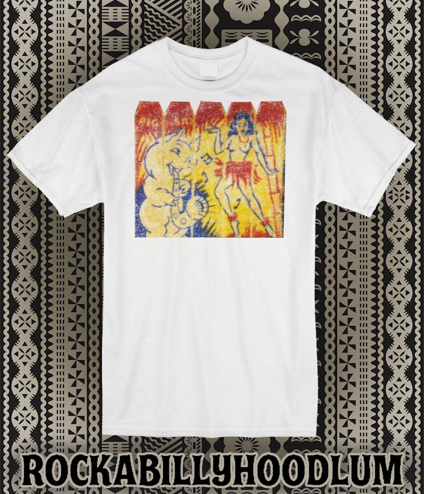 

Retro Tiki Tee T Shirt 100% Cotton Mug Bar Pig and Sax Lounge Hula Girl L