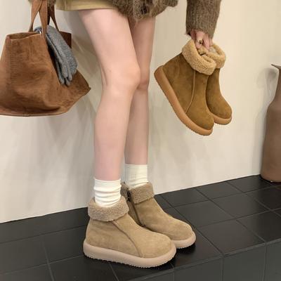 Retro Short Boots 2025 New Soled Velvet Cotton Shoes Autumn and Winter New Warm Snow Boots