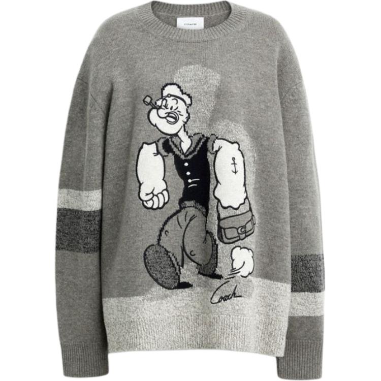 

Coach Свитшот с логотипом Fw24, пуловер с круглым вырезом, унисекс, серый CZ630-GRM XL