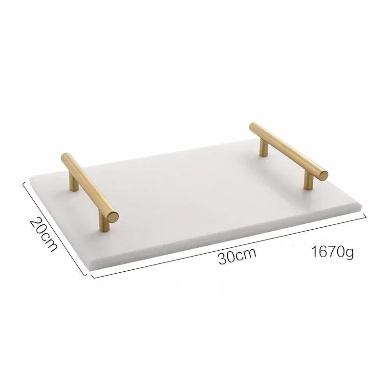 Nordic Storage Tray Light with Gold Handle Trinket Ring Plate Wedding Gift Home Decor Luxurious Natural Marble Jewelr Trays
