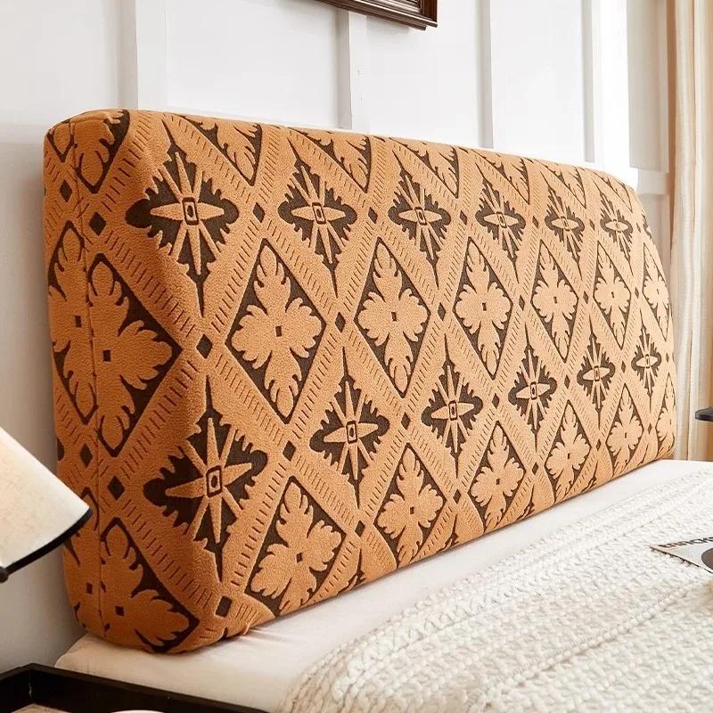 Comfort All-inclusive Bed Backrest Cover Jacquard Bed Headboard Cover Elastic Retro Style Bed Head Slipcover In Bedroom Decor