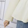 ZANZEA Women Casual Stand Collar Long Sleeve Spring Autumn Woolen Blouse
