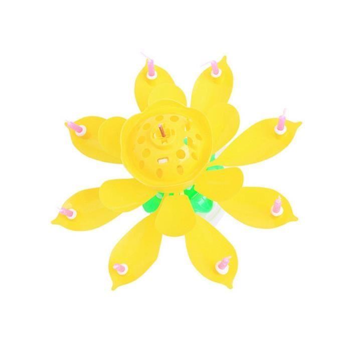 

Candle Lotus flower rotating happy birthday Musical candle party DIY cake decoration - Type Yellow