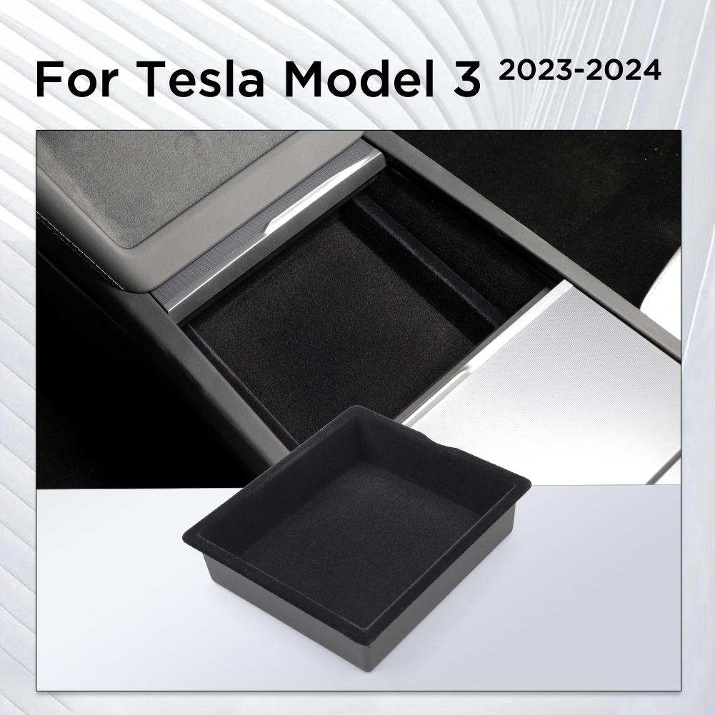 For Tesla Model 3 Highland 2025 Center Console Storage Box Flocking Car Central Armrest Tray Organizer Accessories Tidying