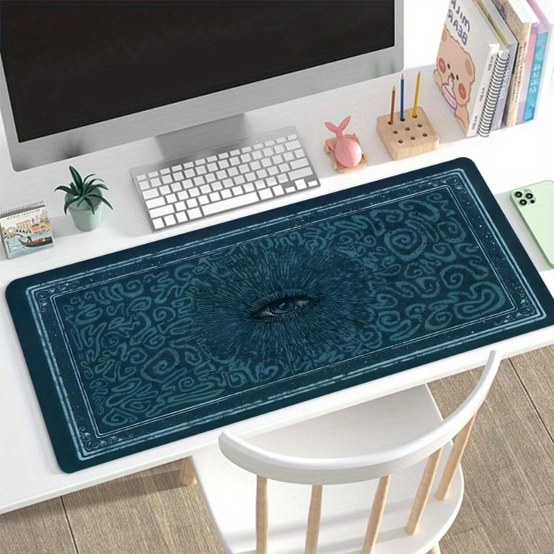 Retro Art Eye Design Blue Large Gaming Mouse Pad x3MM Natural Rubber Non-Slip Desk Mat Keyboard Pad for E-Sports Office