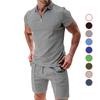 All-match Cor sólida Casual Solto Masculino Verão Wear Lapela T-shirt Terno