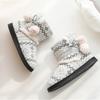 Winter Fur Home Slippers Women Warm Boots Cotton Flat Platform Indoor Floor Shoes For Female Womens Girls Weave Plush Cozy Boots