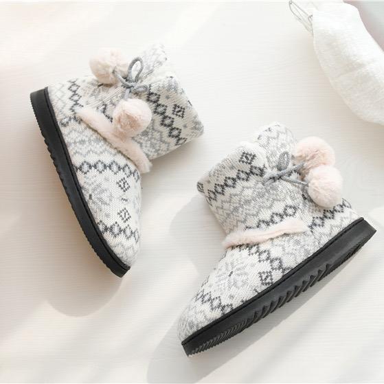 Winter Fur Home Slippers Women Warm Boots Cotton Flat Platform Indoor Floor Shoes For Female Womens Girls Weave Plush Cozy Boots