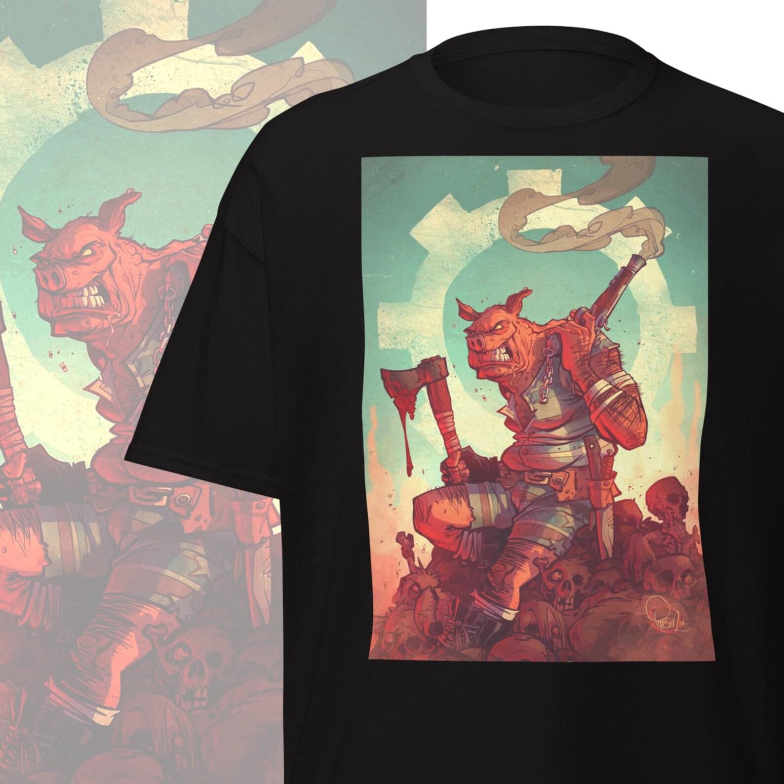 Oink Heaven s Butcher T-Shirt Vintage Comic Book T Shirt Comics Clothing Dystopian Horror Tee S