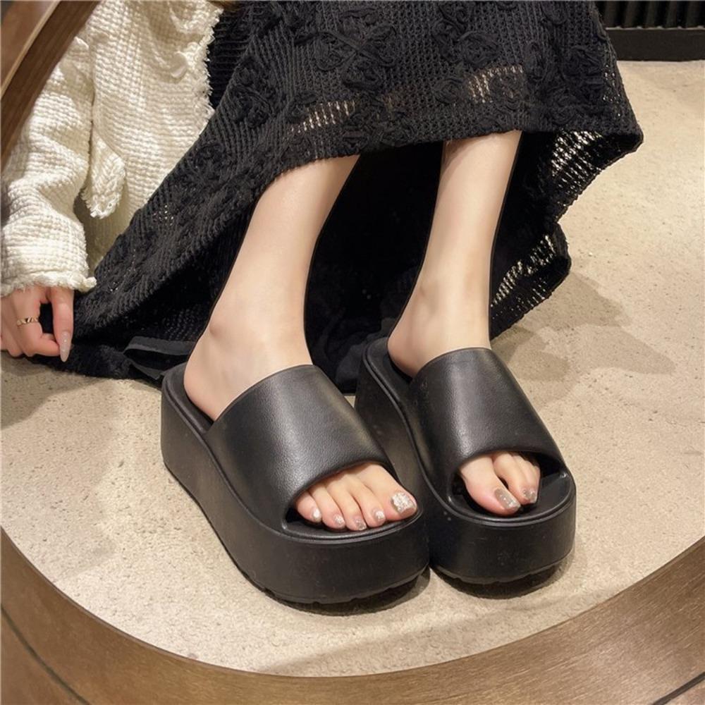 Fashion Vacation Thick Soles Women's Shoes EVA Soft-soled Non-slip Easy To Clean Slippers Casual 2025 Solid Color Flat Sandals