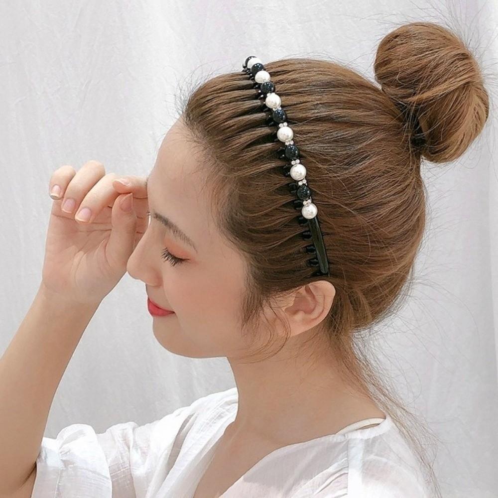 Korean Rhinestone Non-slip Toothed Wash Face Hair Hoop Pearl Headband Hair Band Hair Accessories