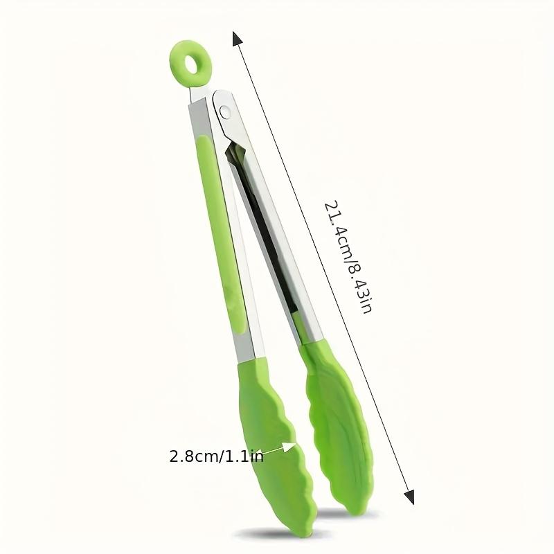 

7-inch Stainless Steel Food Tongs, Heat-resistant Nylon Grip with Lock, for Kitchen BBQ Camping